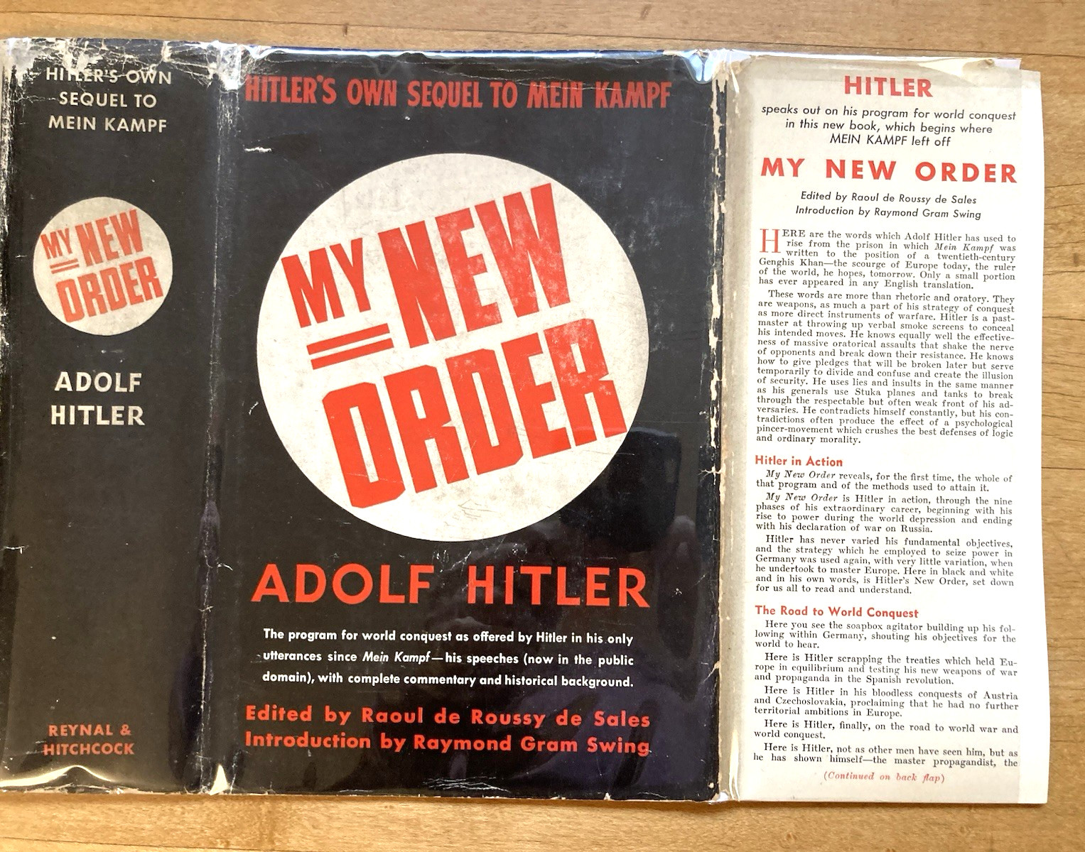 MY NEW ORDER-WWII-ADOLF HITLER's SPEECHES-RARE TRUE 1st Ed-1st Pr-1941-DJ-CLEAN