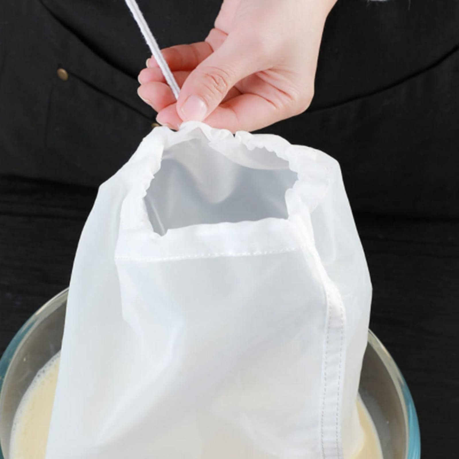 Fine Mesh Fabric Strainer Filter Bag Nut Milk Reusable Bag Cheese Cloth Kitchen