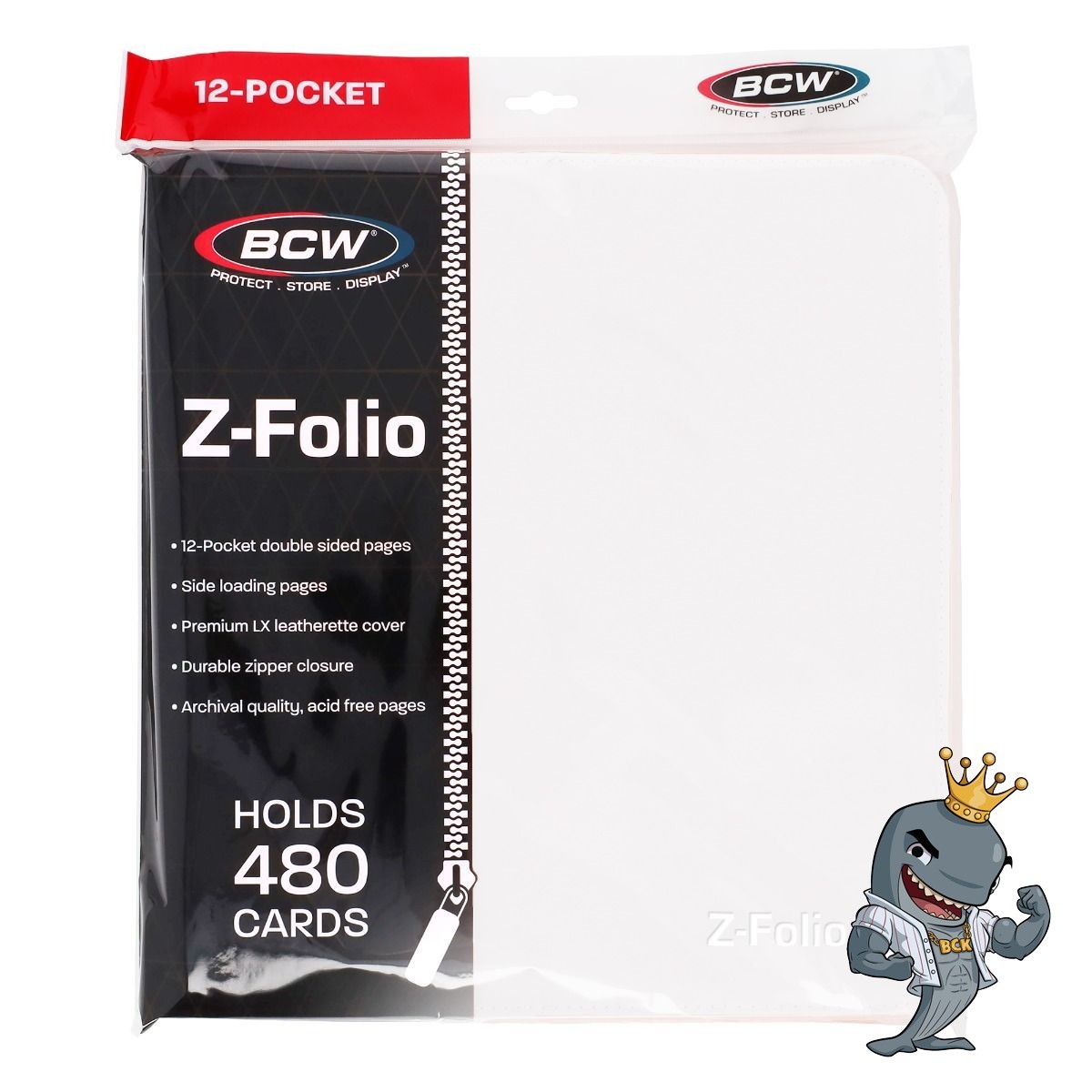 BCW Z-Folio 12-Pocket ZIPPER Album - White - FREE SHIP