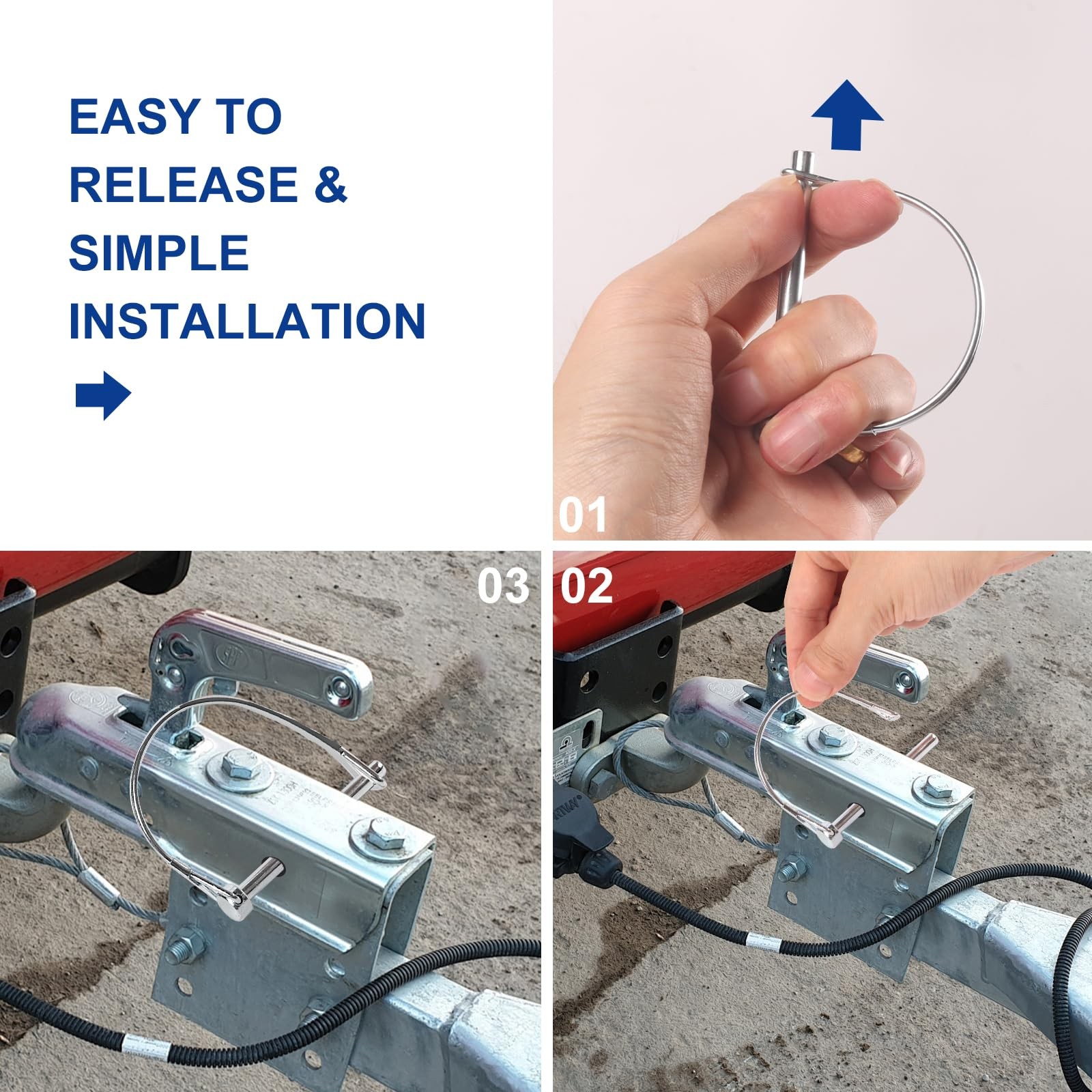 HAOIOKCS 2pcs Professional Trailer Hitch Pin, 1/4 inch x 4 inches, Silver