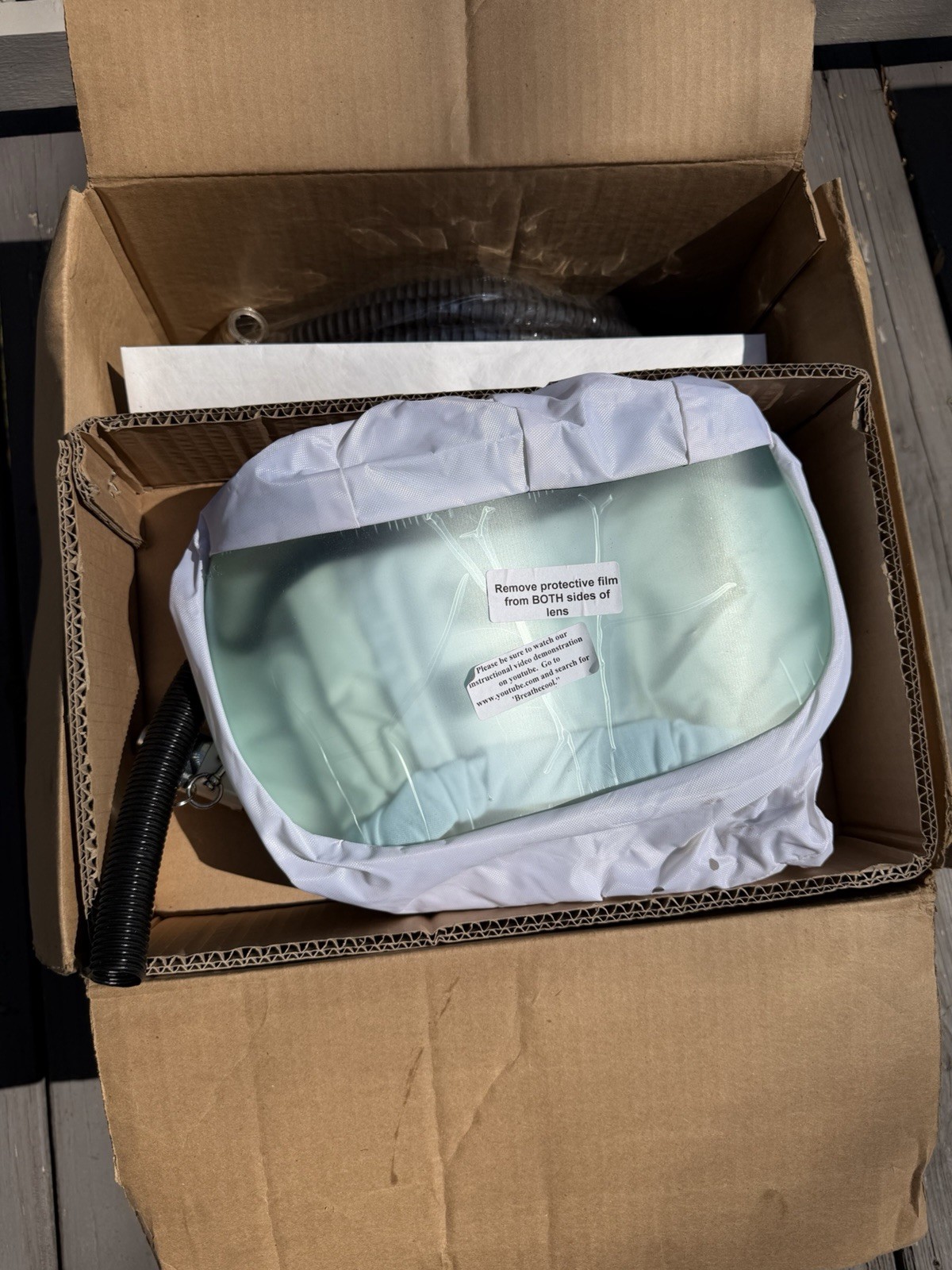 Breathe-Cool Supplied Air Respirator System Hood Hose Pump Open Box Paint