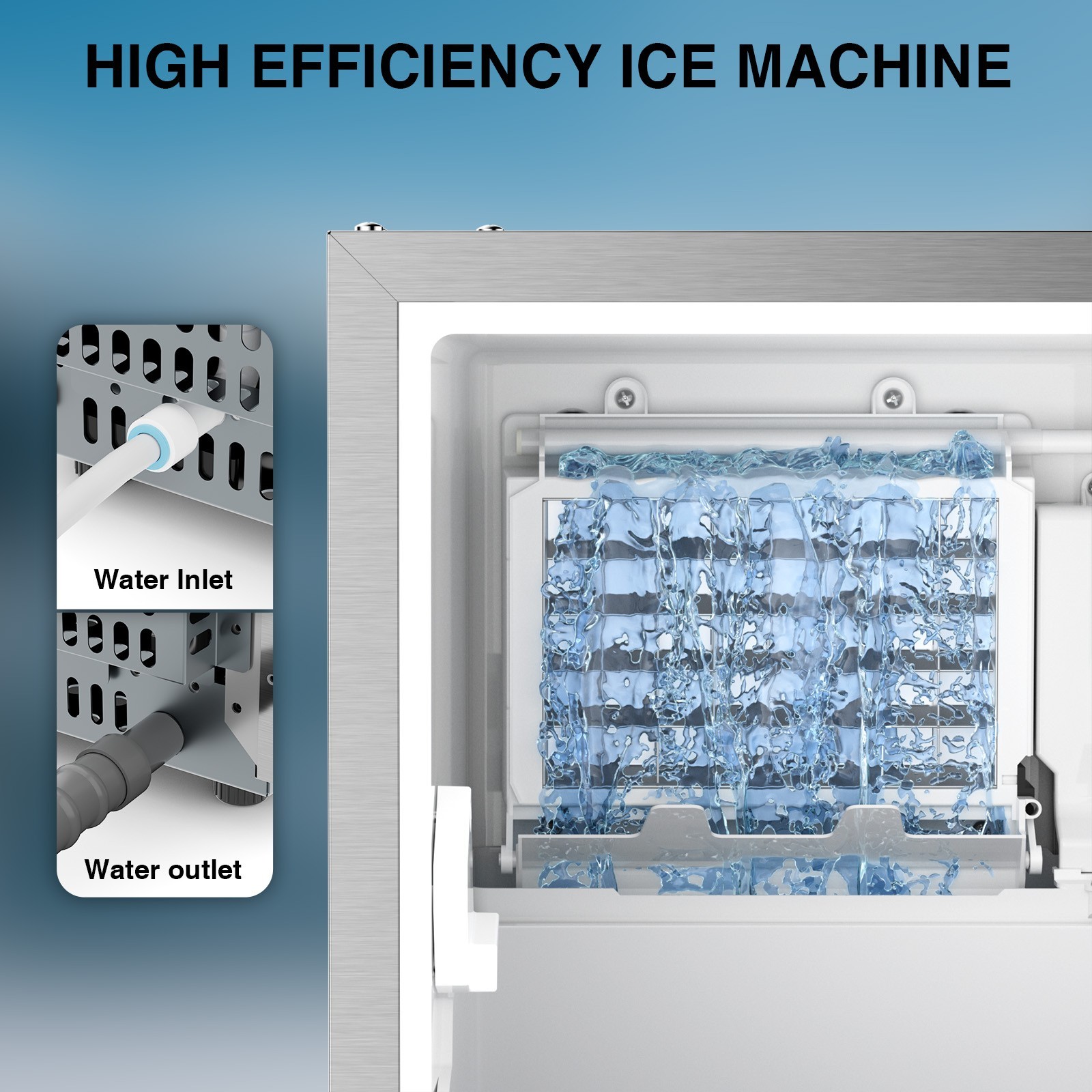 Commercial Under Counter Ice Maker Machine, 85 Lbs/Day Auto-Cleaning Ice Machine