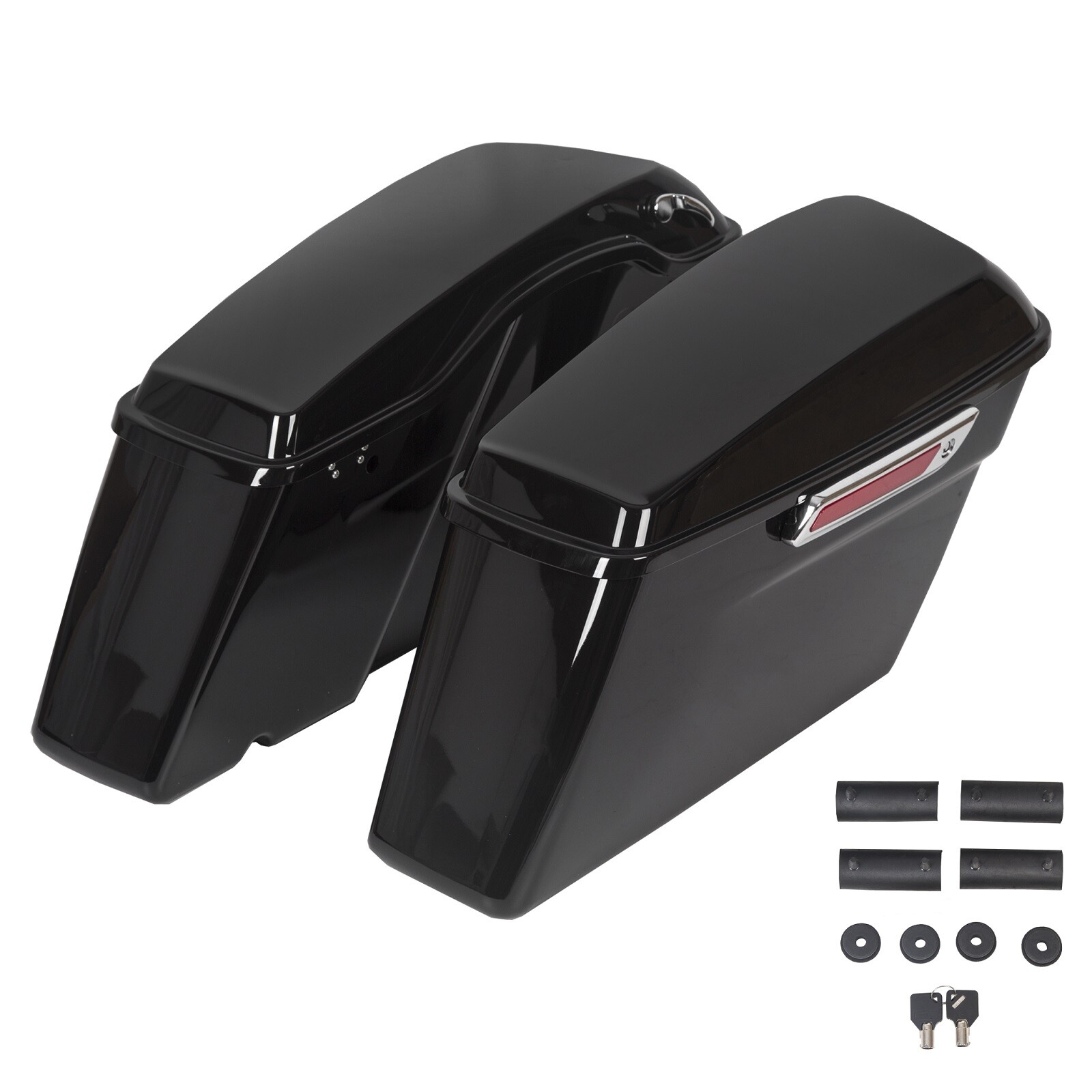 Gloss Black Hard Saddle Bags Saddlebags For 93-13 Harley Road King Glide FLHTCH