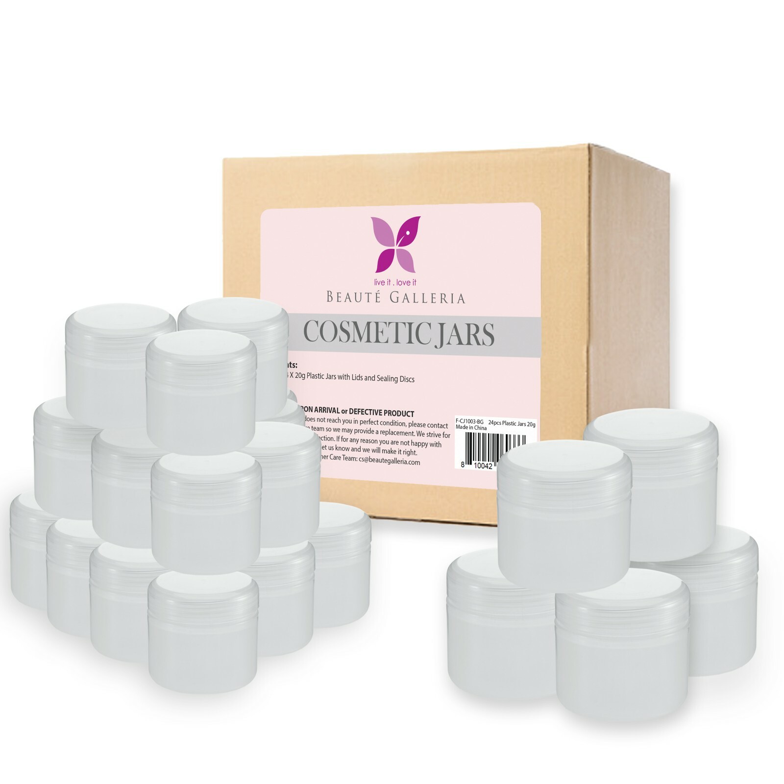 24 Pack White Translucent Cosmetic Plastic Cream Jars Containers with Lids