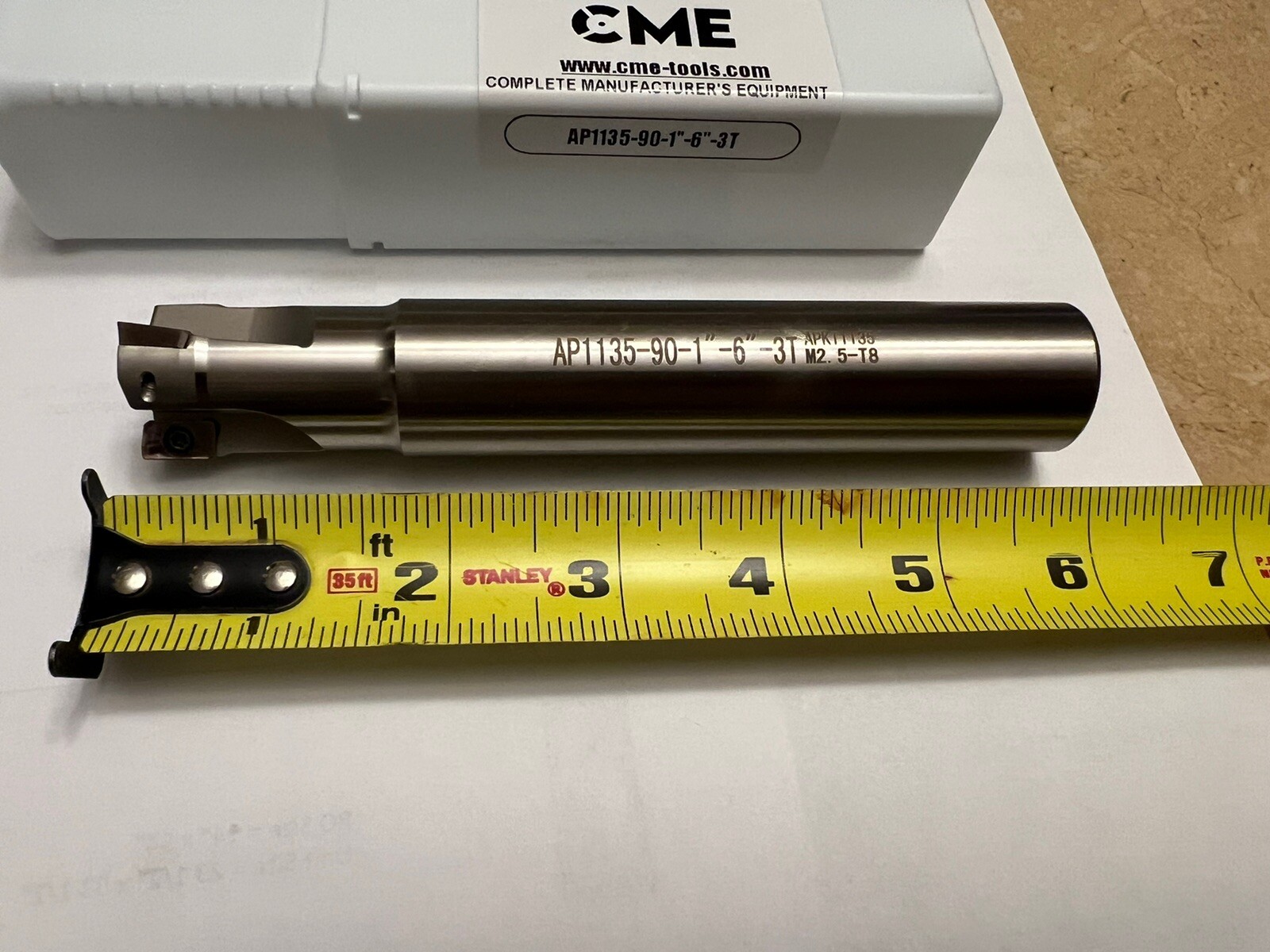 1” 90 degree indexable end mill 1”x1”x6" 3 Flute Extra 10 APKT1135 Inserts 506-