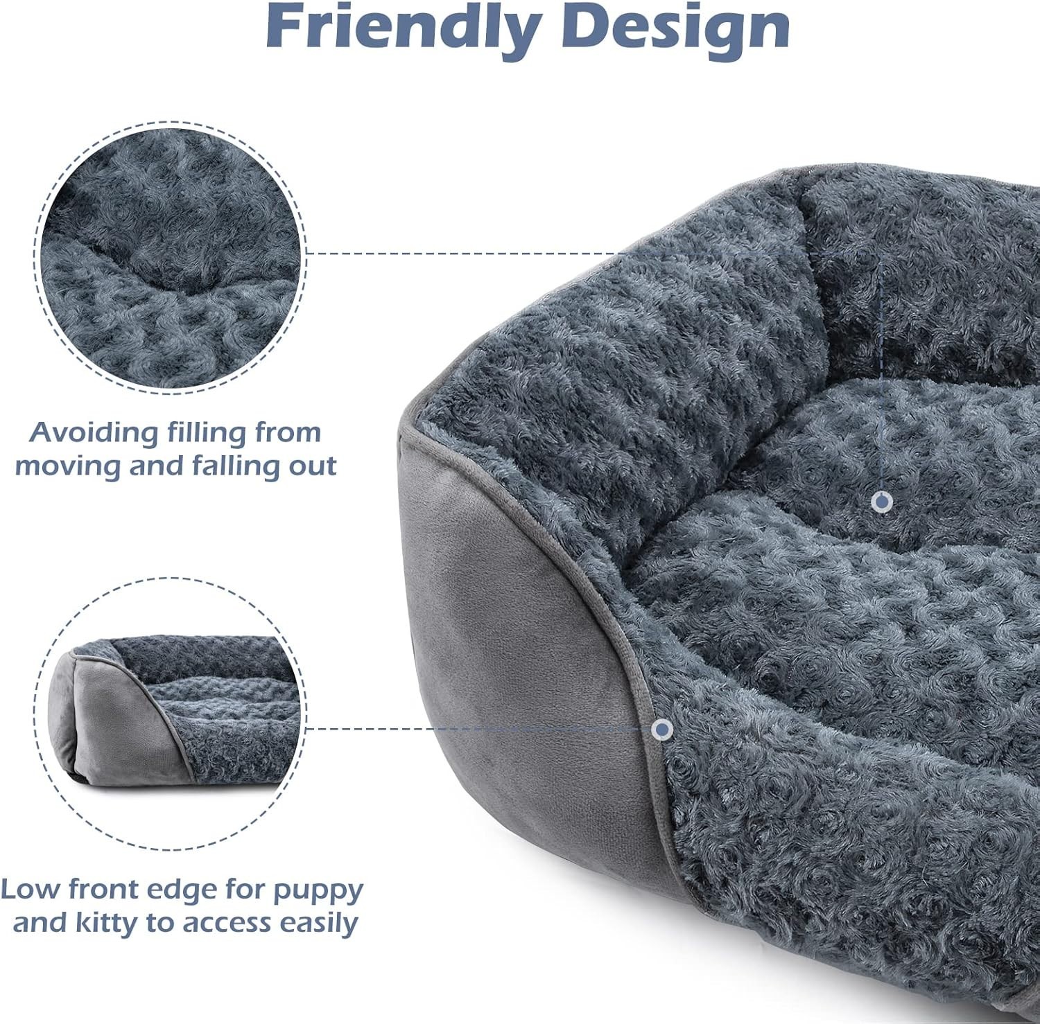 Washable Orthopedic Dog Bed, Soft Calming Pet Bed L30"x24"