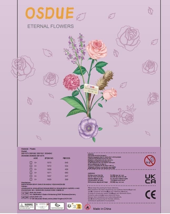 NEW!FULL SET Flower Bouquet 7 Stems Building Kit Botanical Collection 547 pieces