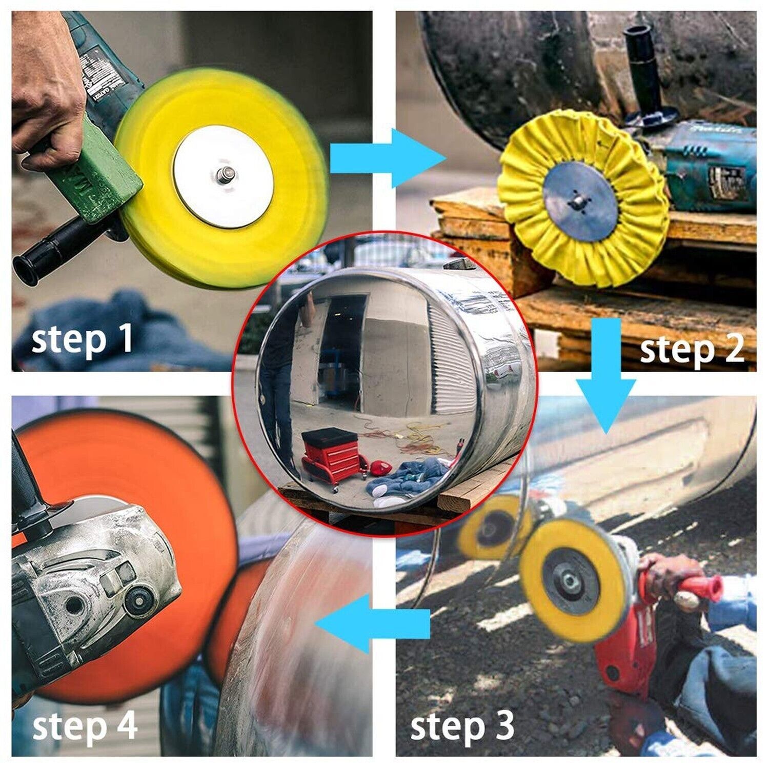 8 Pcs 8 Airway Buffing Wheel Aluminum Wheel Polishing Kit In Diameter 5/8 Inch