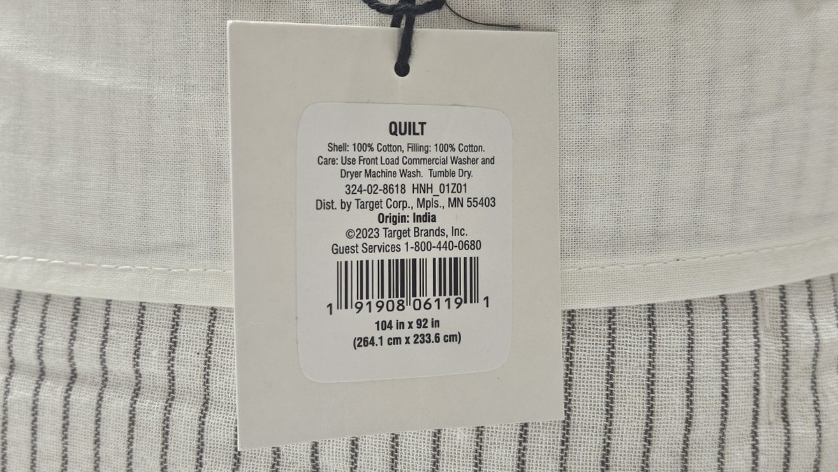 Hearth & Hand Magnolia King Microstripe Quilt Sour Cream/Railroad Gray