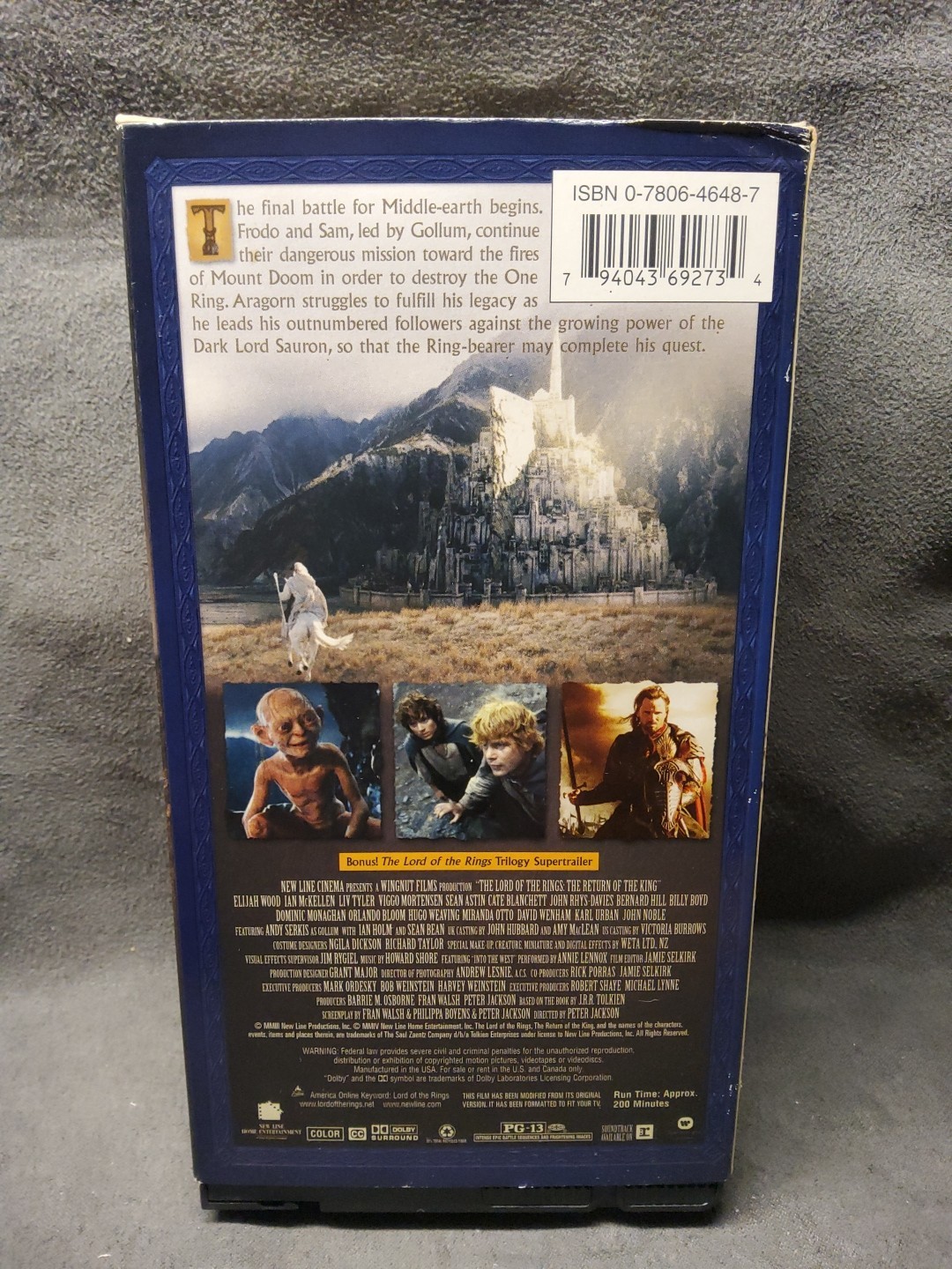 Lord of the Rings-Return of the King (VHS, 2003)