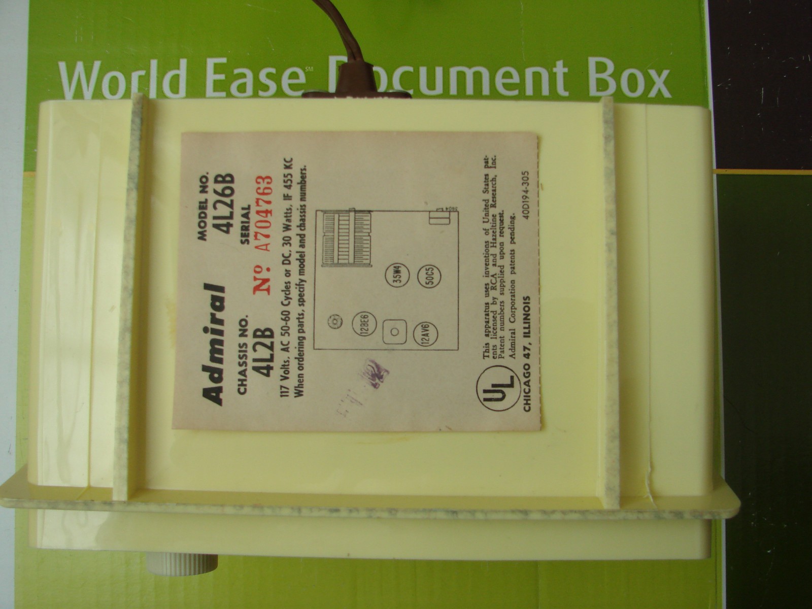 1960 Admiral 4L26B Tube AM Radio Yellow Pastel Color, Tested and Working