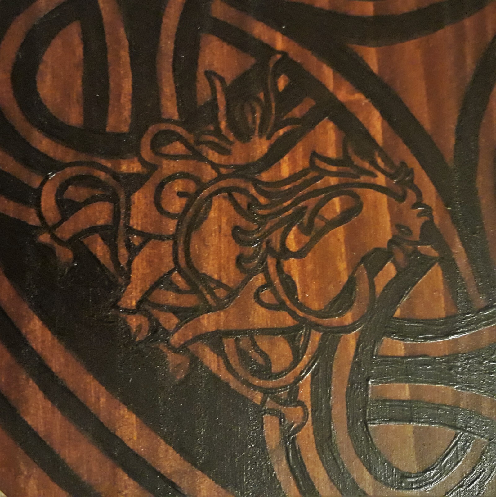 Viking Knotwork Tabletop w/ Norse Gods & Goddesses - Handpainted, 2 ft. diameter