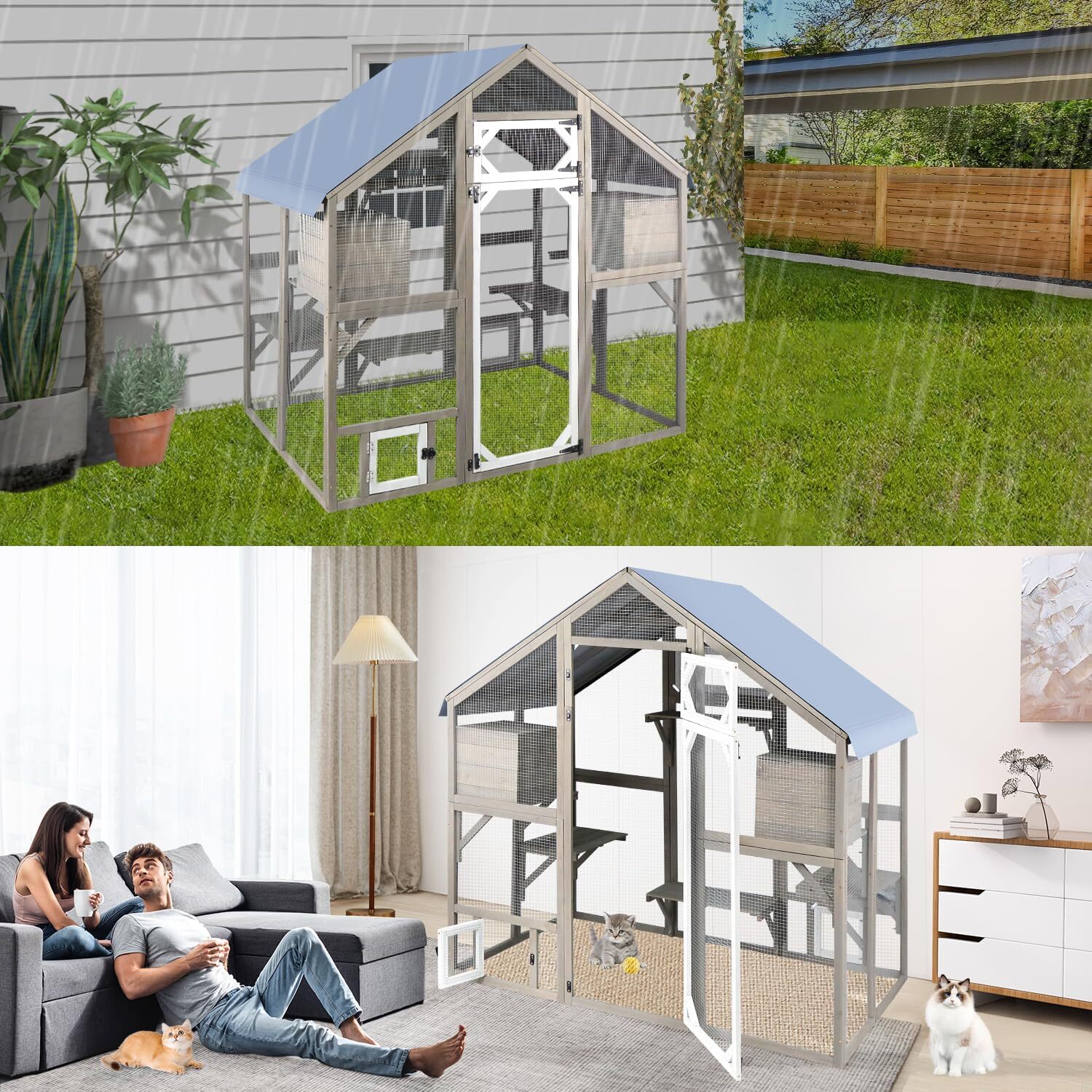 Petscosset Cat Catio Outdoor Enclosure Outside Patio Large Catio House