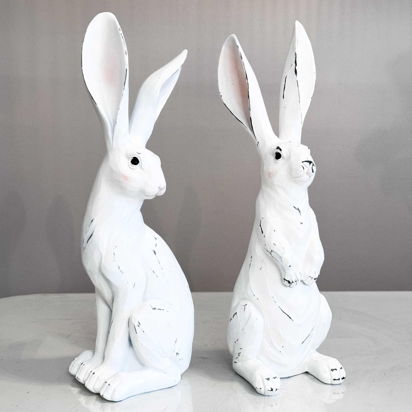 White Ceramic Easter Bunny Figurine Rabbit Statue 14 Inch Farmhouse 1 PCs RANDOM