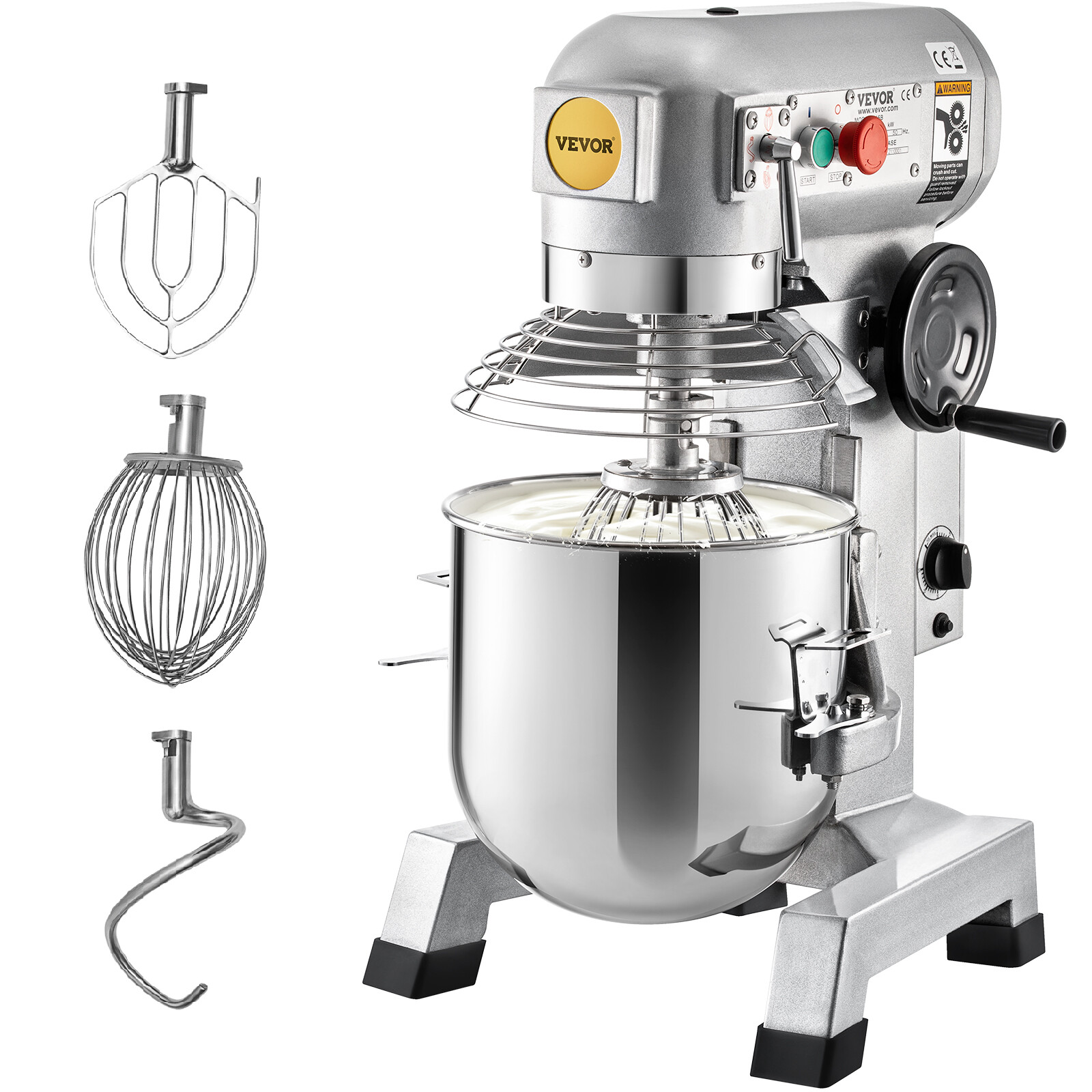 VEVOR Commercial Food Mixer 15Qt Dough Mixer 3 Speeds Electric 30 Minute Timer
