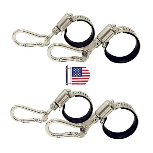 Flagpole Clip with Carabiner for Rope Loop Flagpole Bracket Stainless Steel 4PS