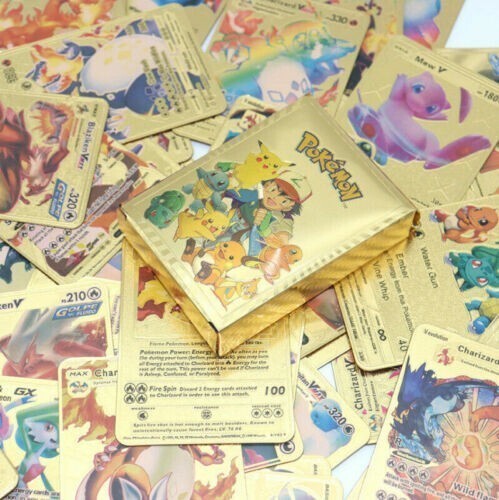 Pokemon Gold Pack Foil Cards 55Pcs TCG GX Vmax Rare Charizard