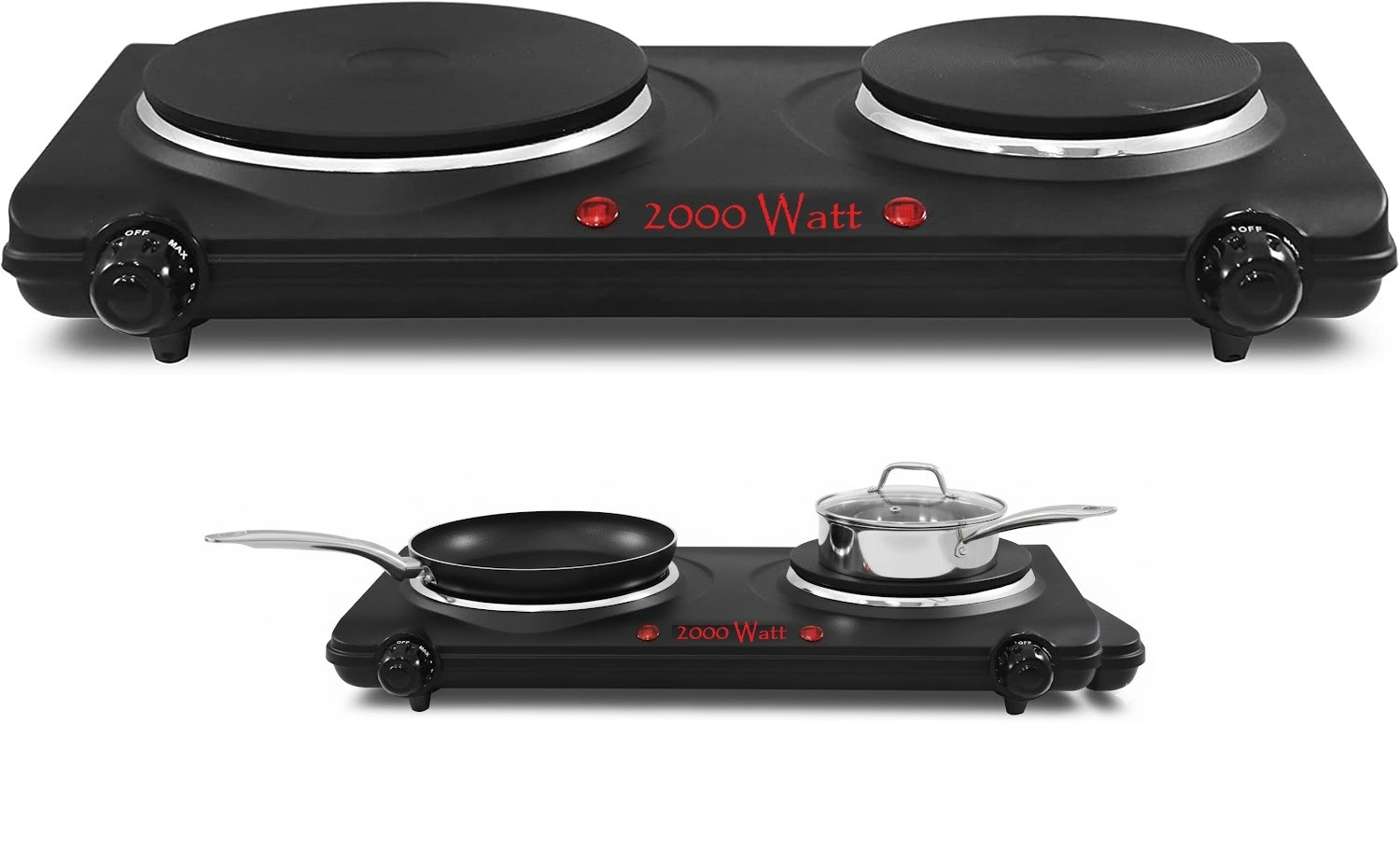 Portable Hot Plate Electric Stove Cooktop Double Burner 120V Burner for Cooking