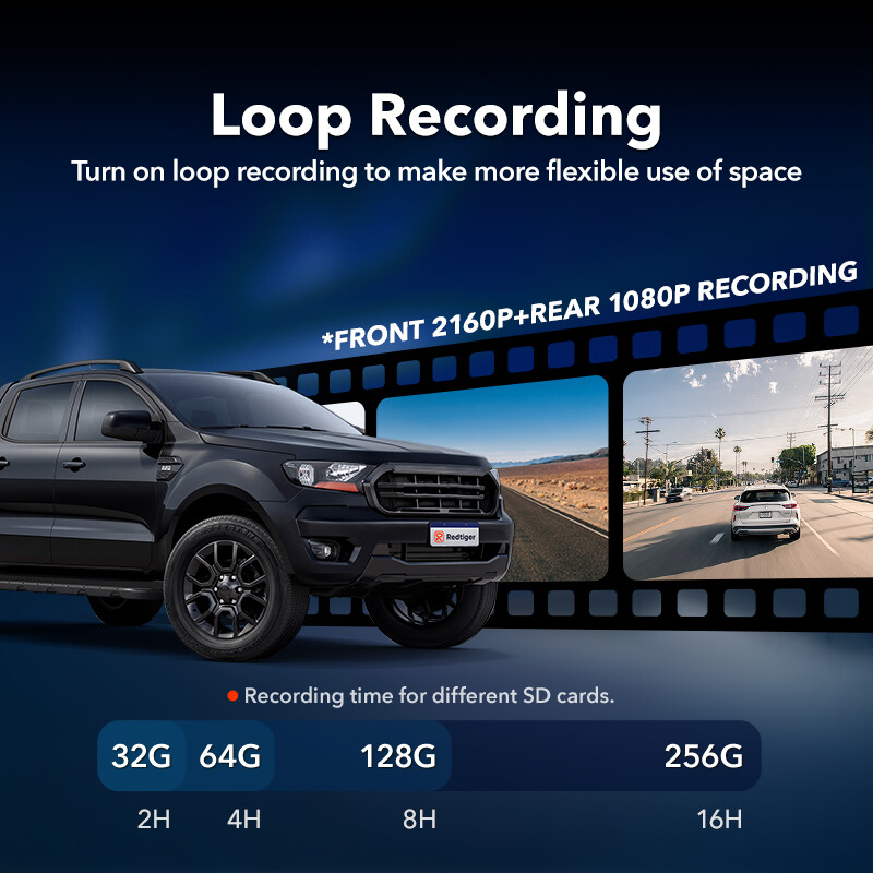 REDTIGER F7NP 4K Dash Cam Front and Rear Dash Camera Package combination series