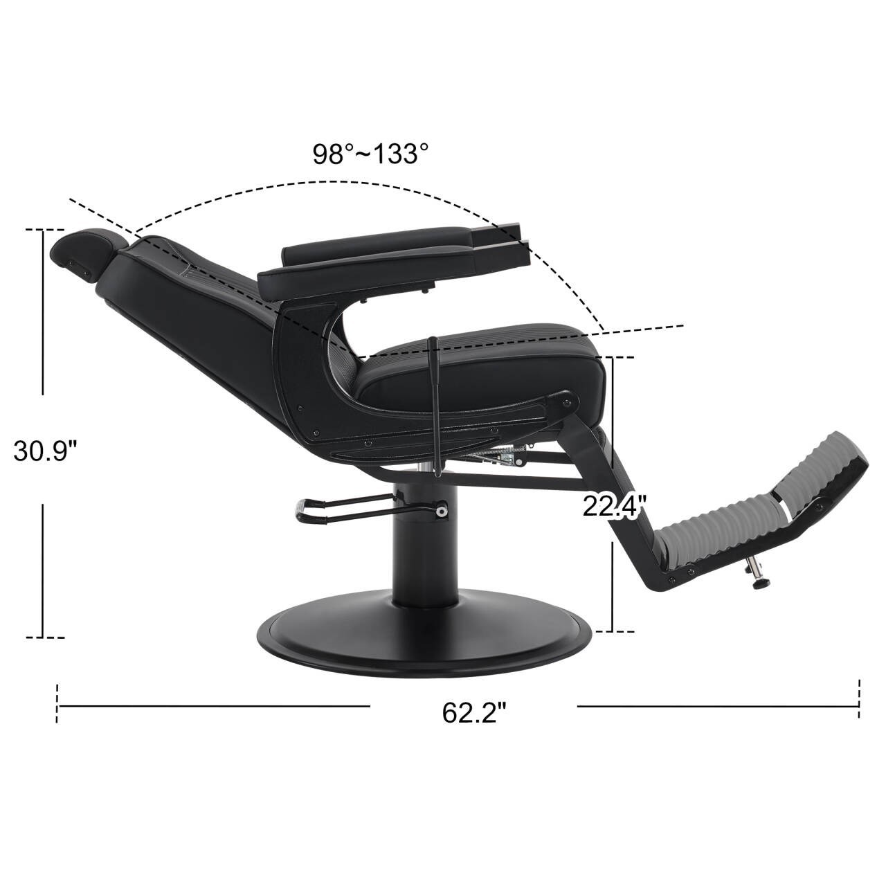 BarberPub Reclining Barber Chair, Hydraulic Styling Chair for Hair Stylist 8334