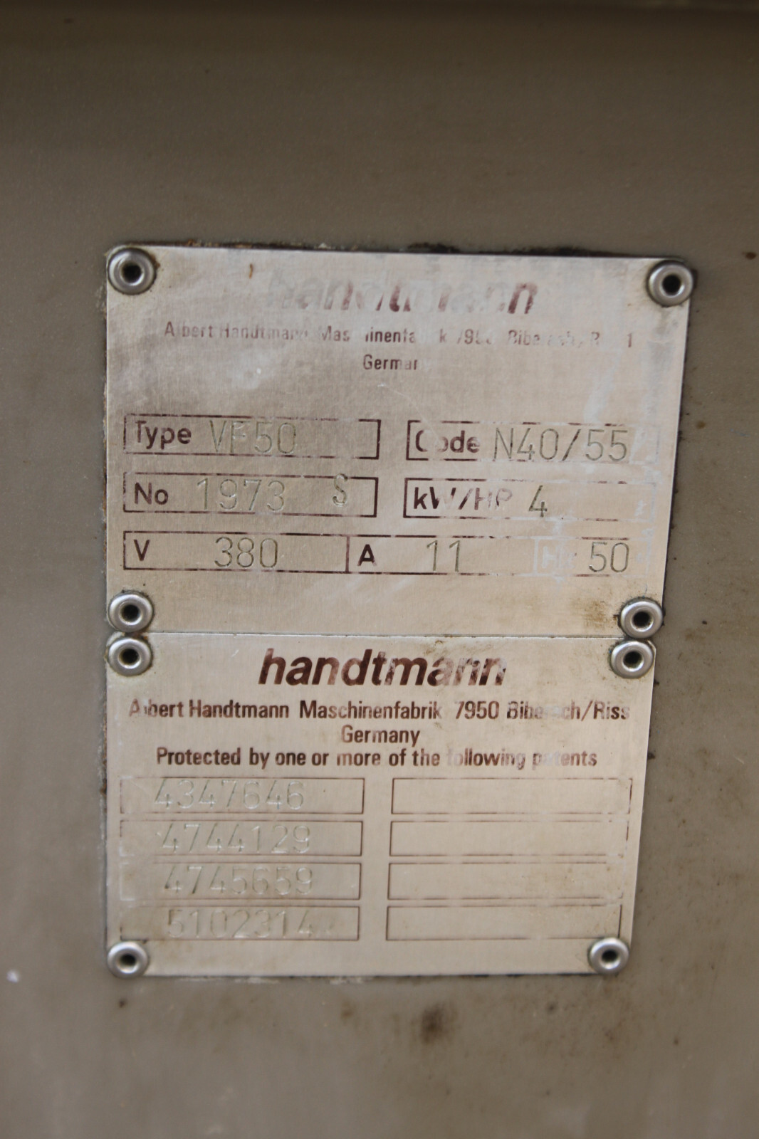 HANDTMANN VF 50 VACUUM PORTIONING FILLER STUFFER MACHINE AS-IS