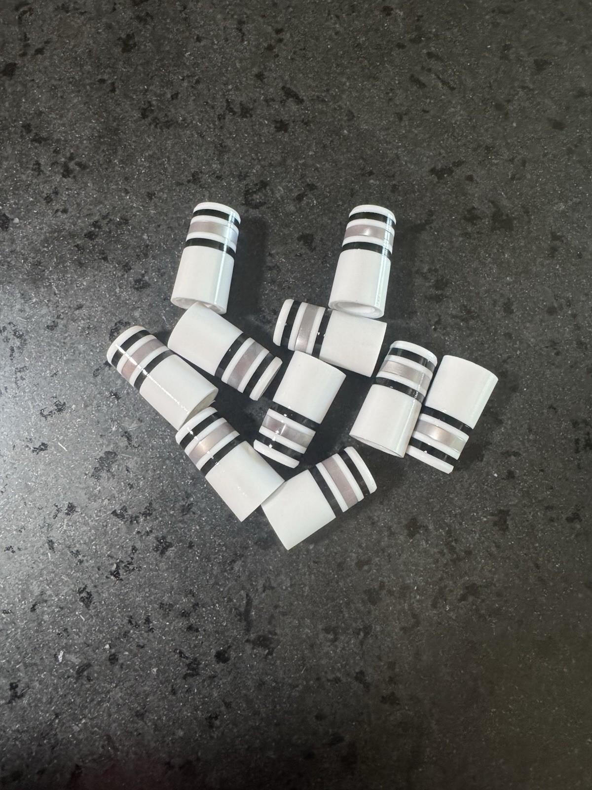 10-CUSTOM GOLF FERRULES White/Black/Silver  1” TAPER TIP .355