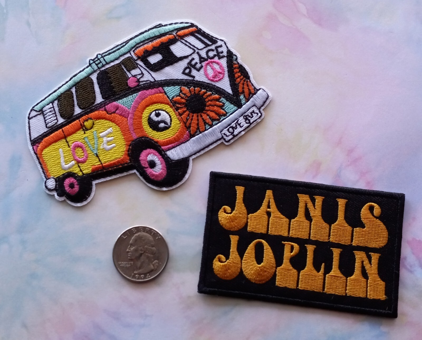 JANIS JOPLIN Rock Music Icon Hippy Love Bus Embroidered Patches Iron on