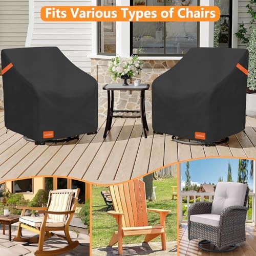 Outdoor Swivel Chair Cover 2 Pack,600D Heavy Duty 100% Waterproof Outdoor