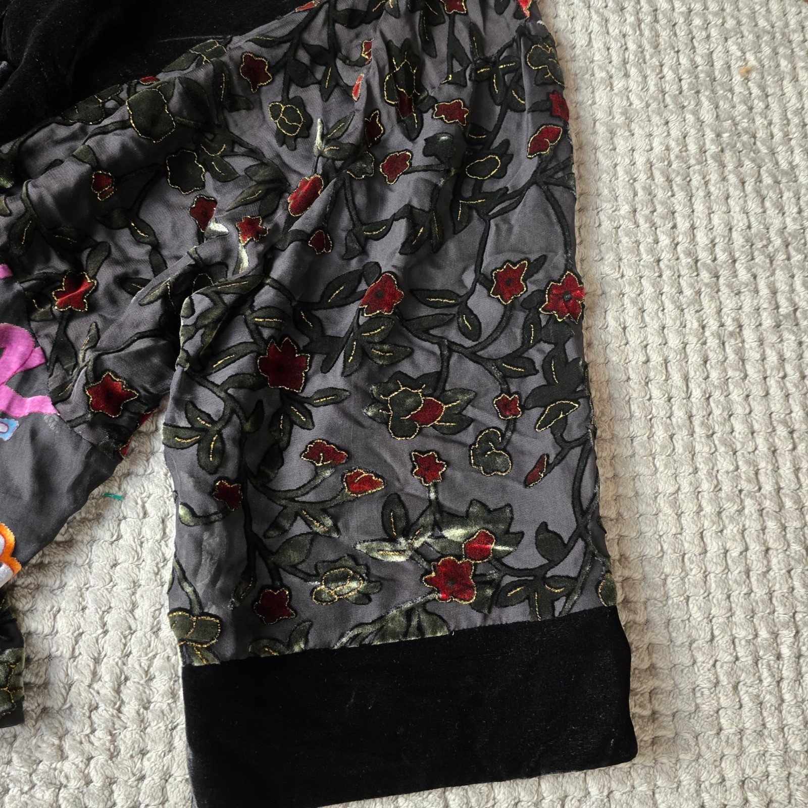 Aris A. Silk Blend Velvet Devore Kimono Cardigan Butterfly Floral 1XL Plus Size