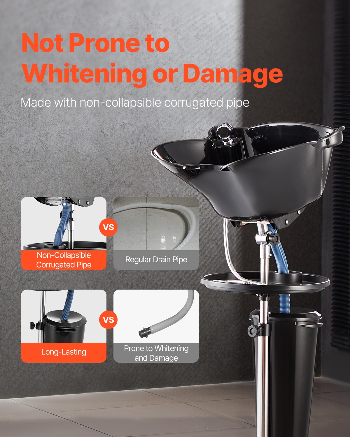 VEVOR Portable Shampoo Bowl Shower Head Bucket Drain Hose Adjustable Salon Sink