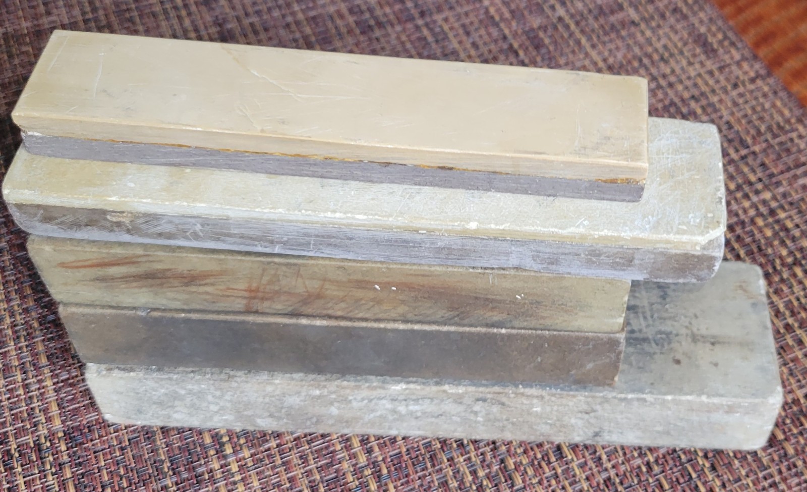 Lot of 5 Early Antique Sharpening Stones (2 Coticule) Hones