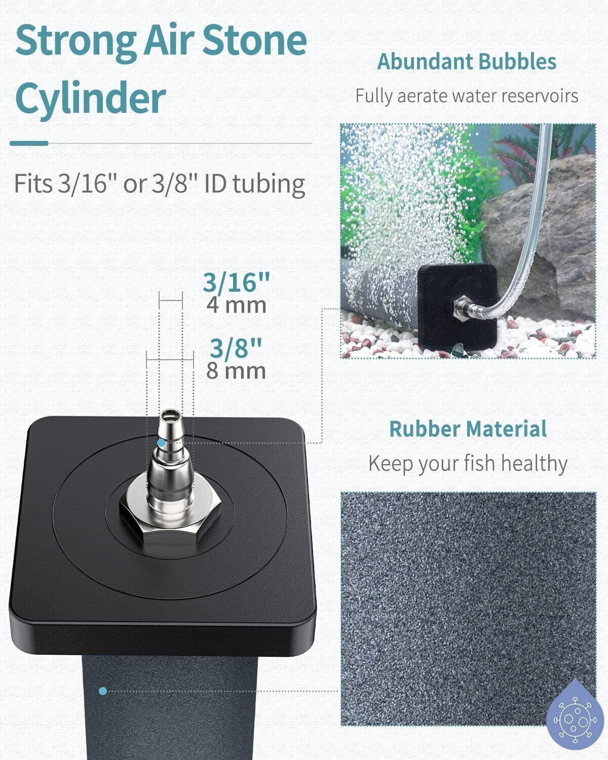 Large Air Stones Cylinder Bubble Diffuser Aerator Aquarium Air Pump Hydroponic