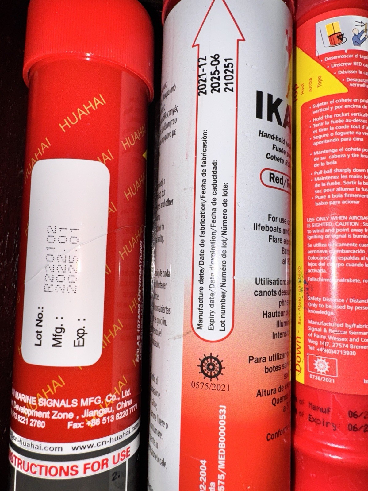 5pc RED PARACHUTE SIGNAL Flares ultra bright Pyro Mg based (USCG CERT SOLAS 74)