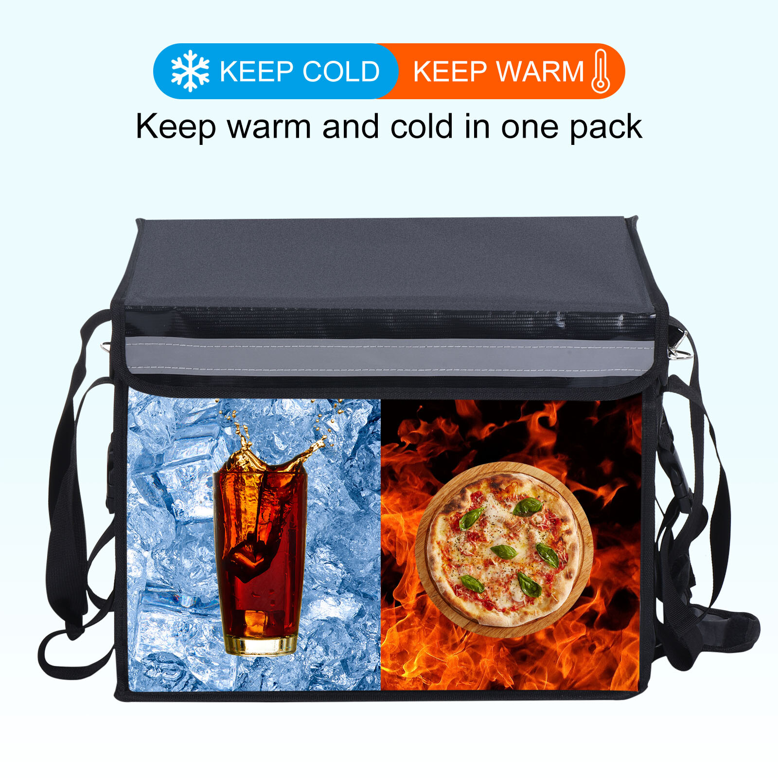 62L XXXL Insulated Food Grocery Bag with Divider Catering Thermal Bag Black