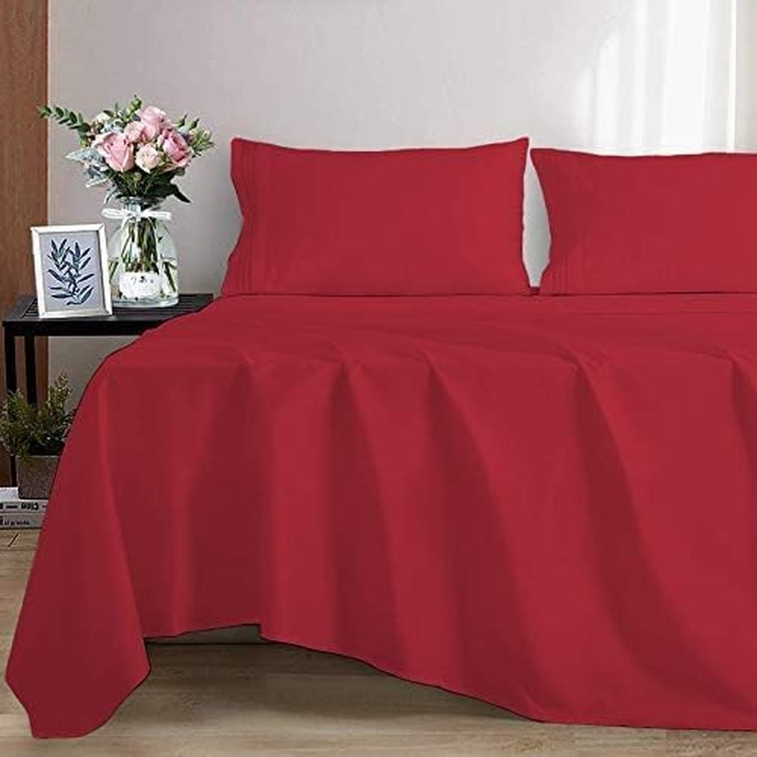 Elegant Decor 500 Thread Count Flat Sheet Set 3 Piece 100% Egyptian Cotton Sh...