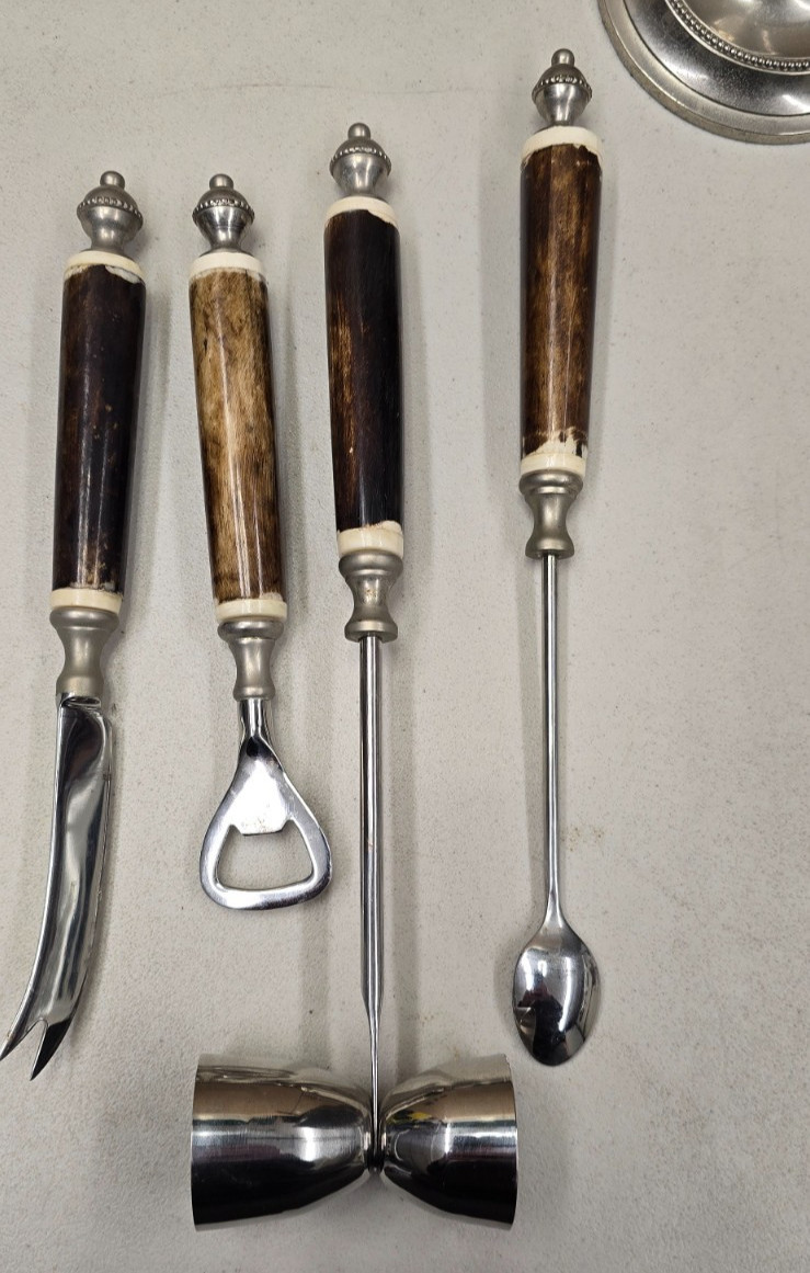 Pottery Barn Bar Tool Set Stand Tabletop 4 Tools + 14.5" Stand!