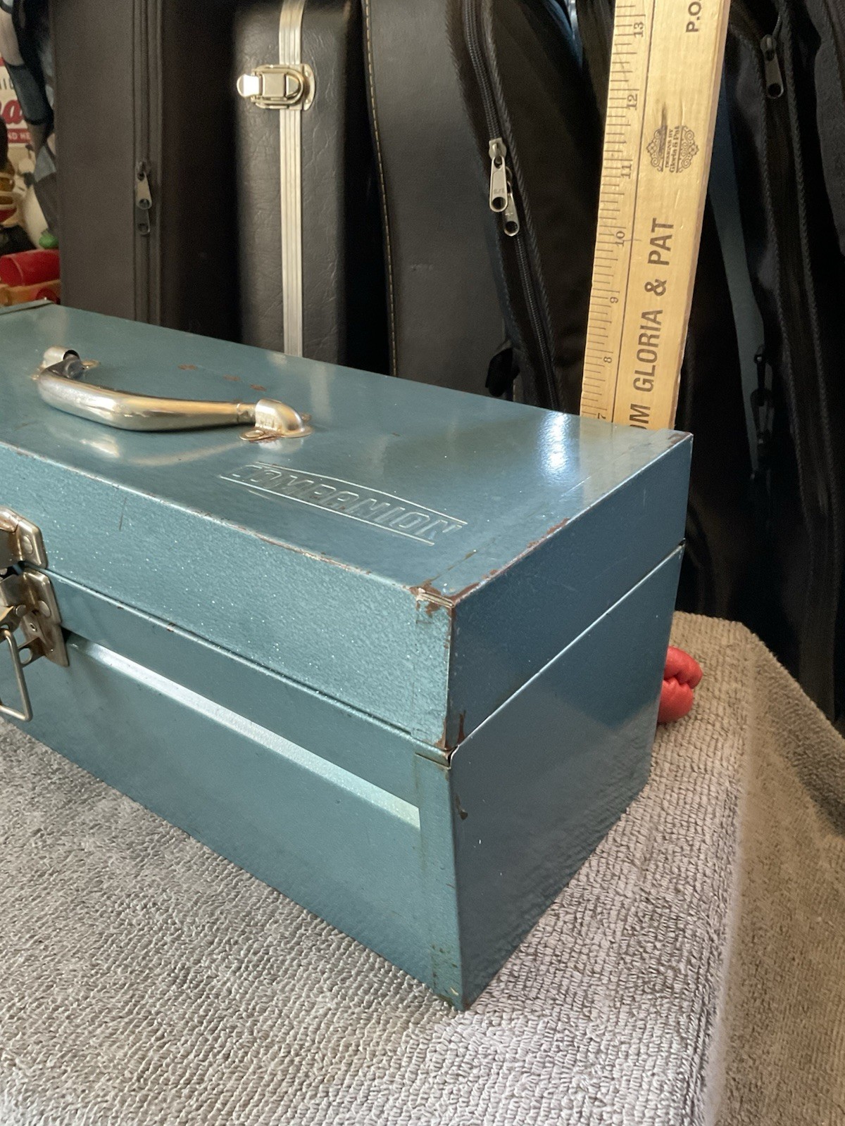 Vtg Companion Steel Toolbox 18” with Matching Steel Tray Teal Green Blue Sears
