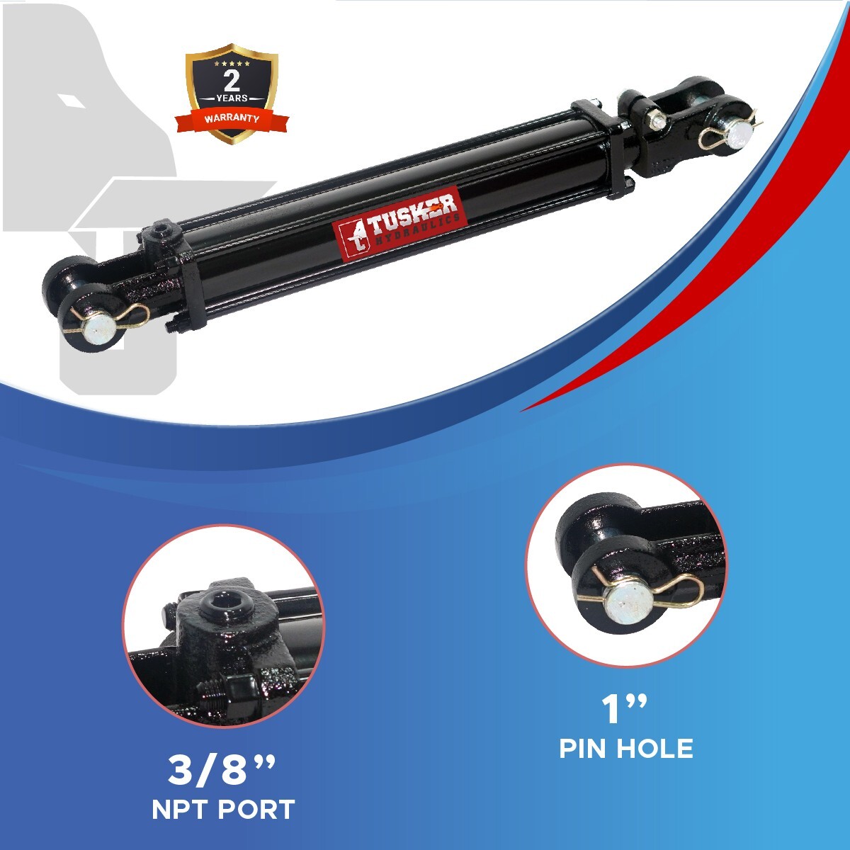 2.5x24 Hydraulic Cylinder 2.5" Bore 24" Stroke Double Acting Tie-Rod Cylinder