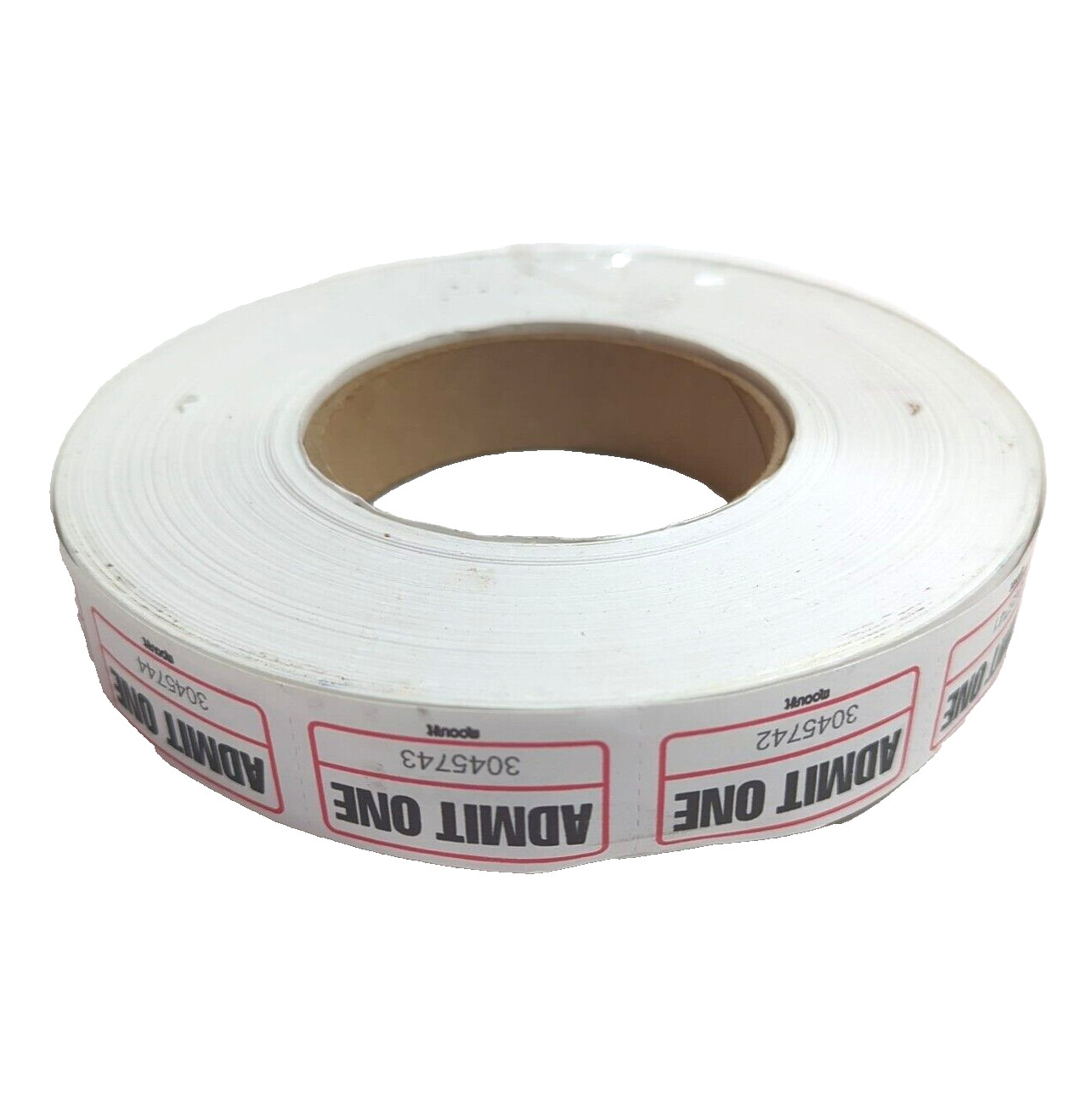 Admit One Single-Ticket Roll, White, Consecutively Numbered, 2000 Count