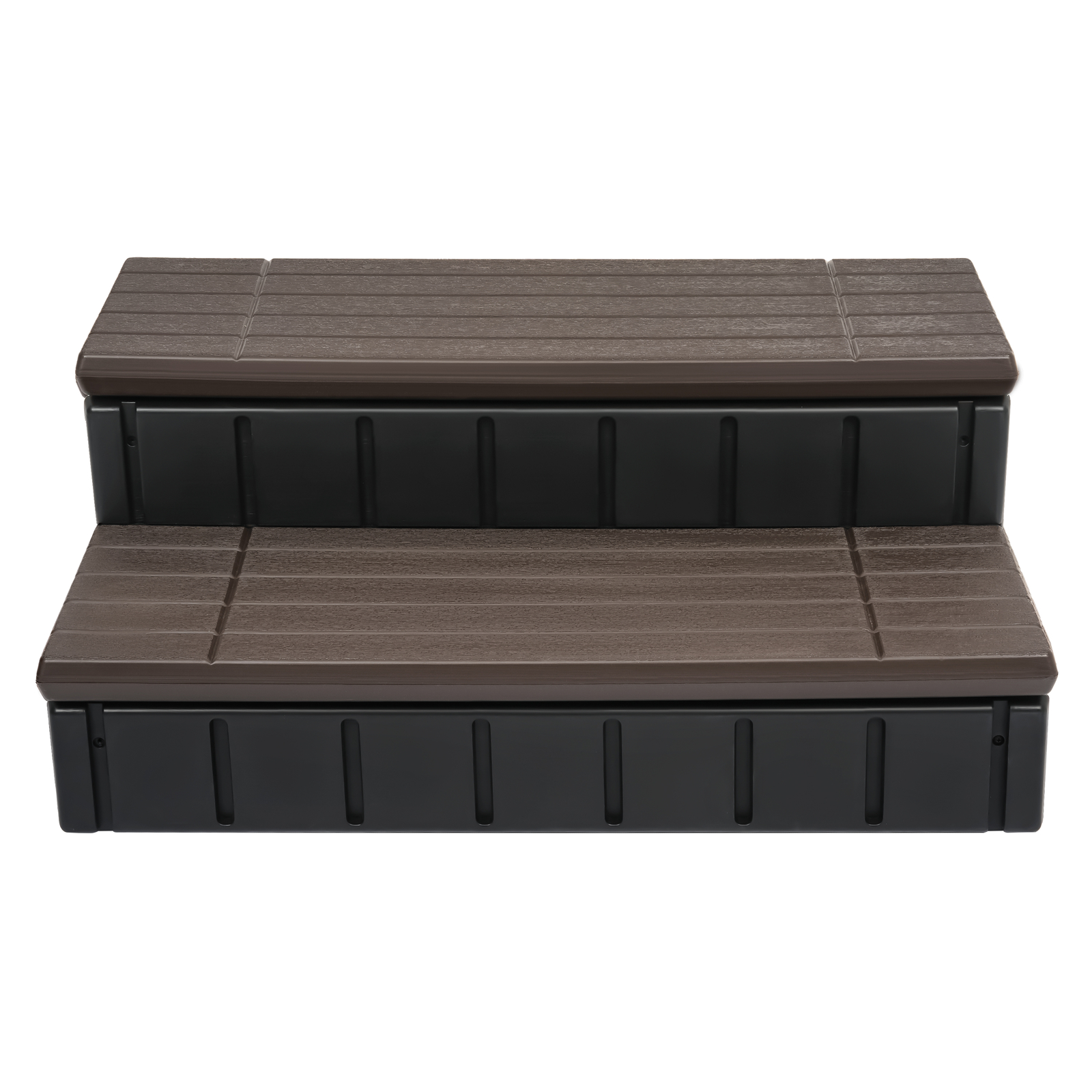 Brown+Black Universal 2 Slip-Resistant Spa & Hot Tub Step Outdoor with Storage