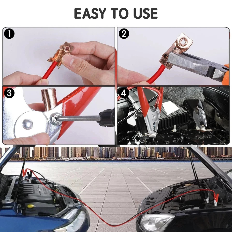 4 PCS Jumper Cable Clamps Heavy Duty, Battery Clamps 1100A Jumper Cable Ends,