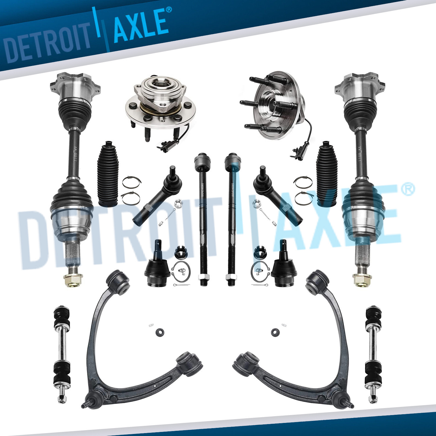 16pc Front CV Axle Wheel Bearing Upper Control Arm Kit for Chevy Silverado Tahoe