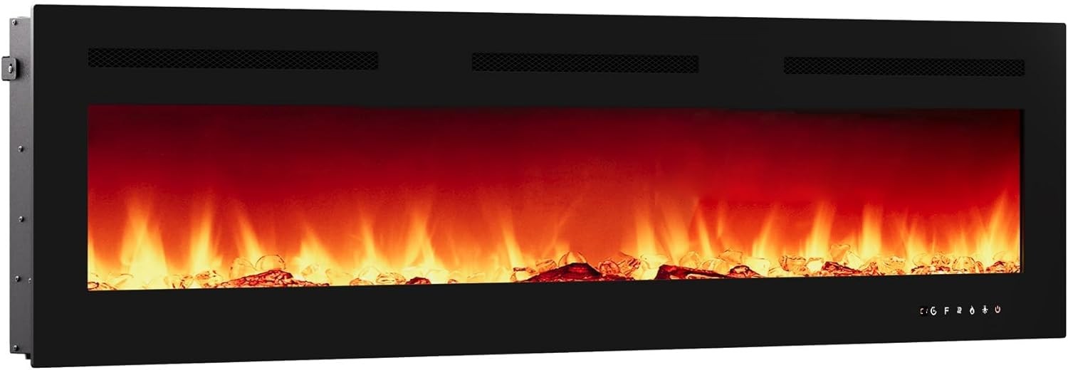 72 Inch Wall Mounted Electric Fireplace,12 Adjustable Flame Colors,1500w/750w