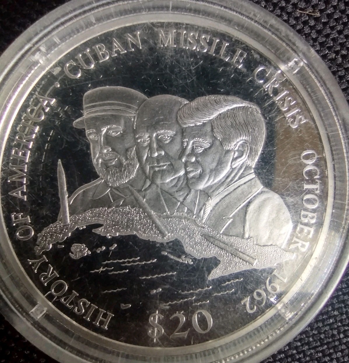 Silver .999 Coin 20 Grams History of America JFK Castro Soviet Nikita Khrushchev