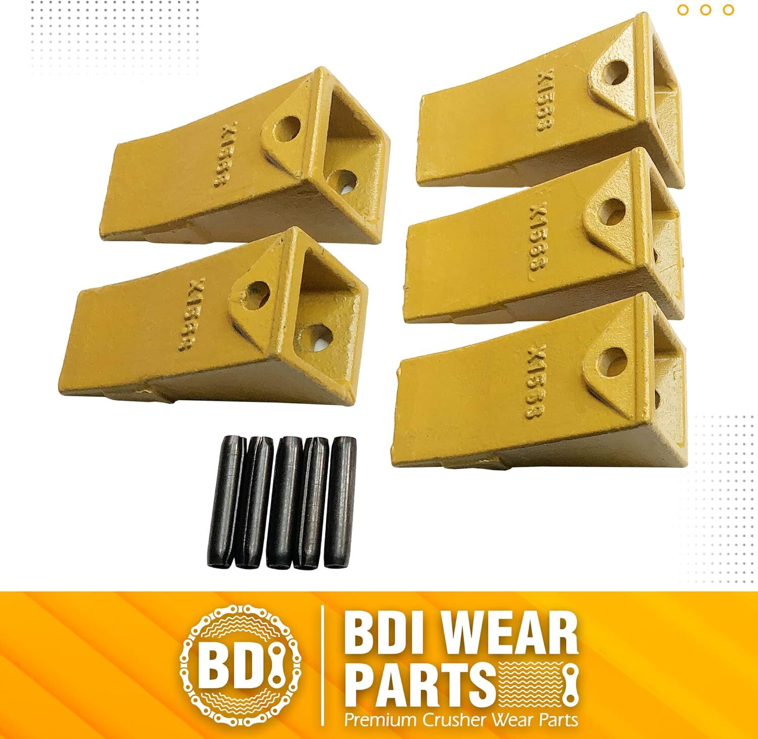 5x X156S Backhoe Bucket Teeth with Pins for Skid Steer and Mini Excavator Bucket