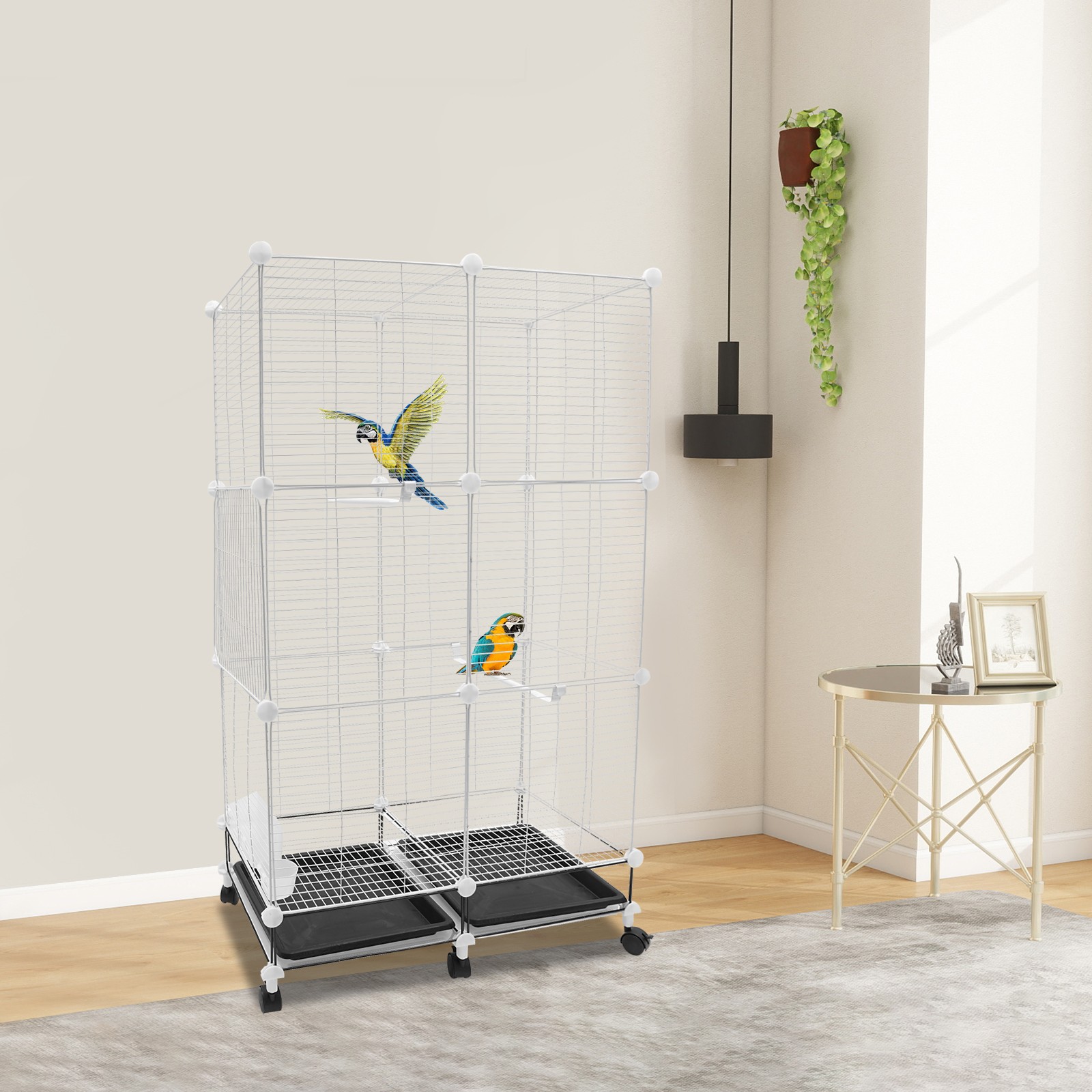 3-Tier Large Bird Cage 49.2in Rolling Metal Parakeet Cage for Canaries, Parrots