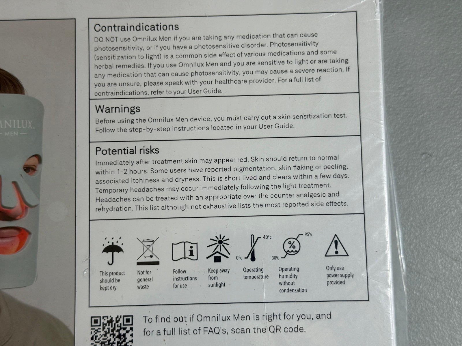 NEW Omnilux Men's LED Mask Therapy Device Reduce Lines Wrinkles Factory Sealed