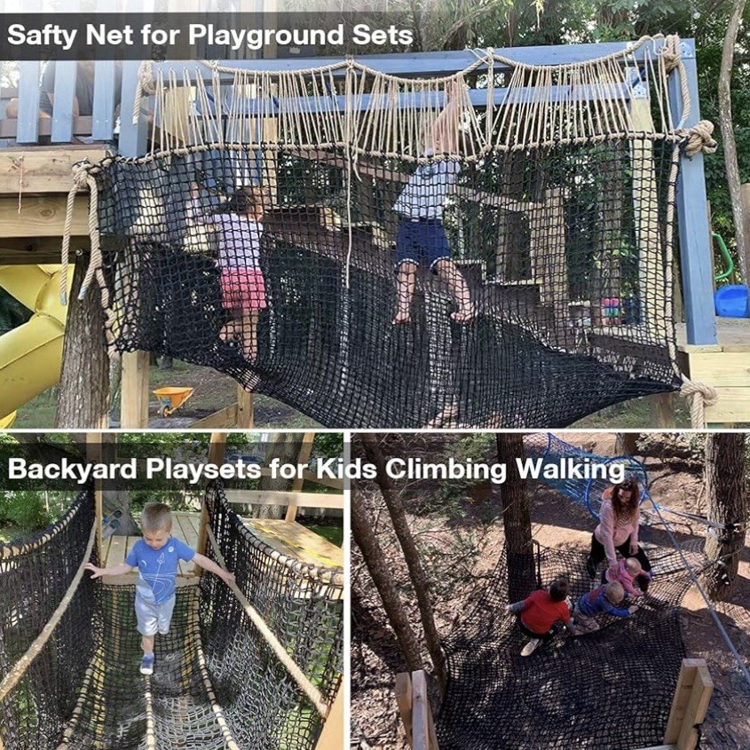 Jalunth Kids Playground Play Safety Net - Climbing Cargo Net (6.5' X 9.8')