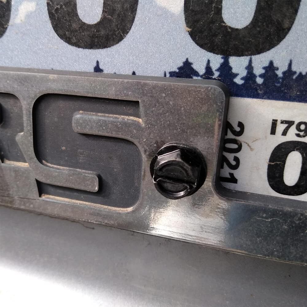 8 Black License Plate Screws Stainless Steel Bolts Caps Car Dealer Fasteners Kit