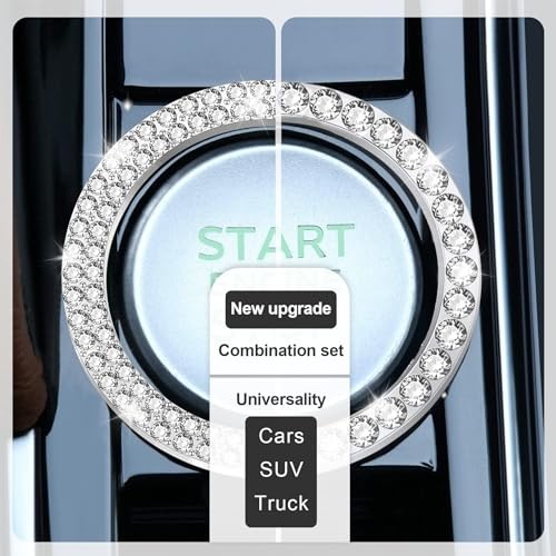 2 PCS Crystal Combinatorial Rhinestone Engine Start Decoration Ring, Set White